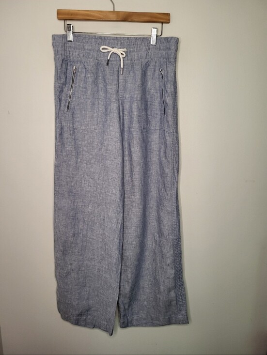 Athleta Pants - Athleta Cabo Linen Wide Leg Pants Blue Chambray Size 8